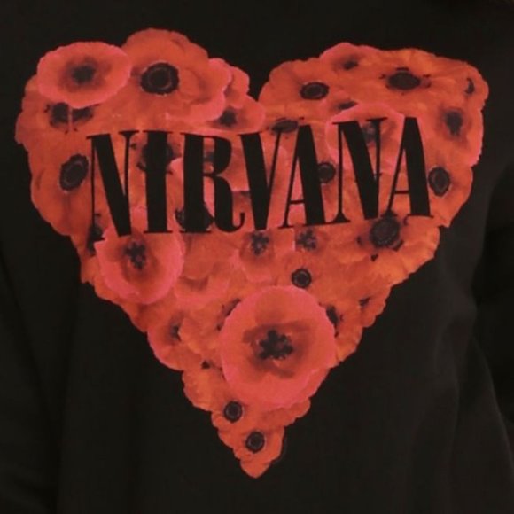 Nirvana Poppy Seeds Heart punk rock Official Sweatshirt Pullover L NWT - Picture 2 of 3